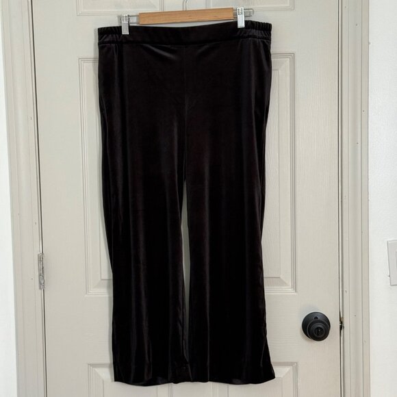 Old Navy Wide Leg Pants Womens Large Black Velvet Fall Winter Whimsigoth Witchy - Picture 1 of 14